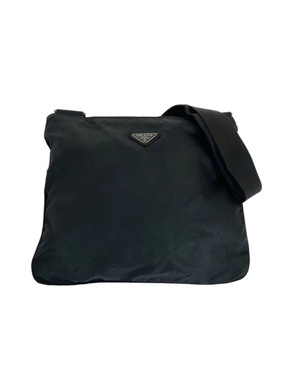 Prada Tessuto Black Silver Nylon Shoulder Bag Pochette
